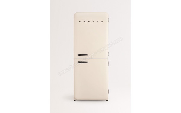 CREATE Fridge R&eacute;tro Combi 401L Blanc Cass&eacute; Noir - Vue de face