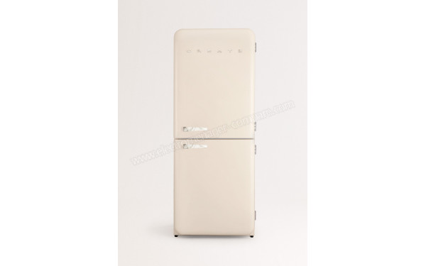 CREATE Fridge R&eacute;tro Combi 401L Blanc Cass&eacute; Marbre - Vue de face