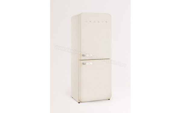 CREATE Fridge R&eacute;tro Combi 401L Blanc Cass&eacute; Marbre - Vue 3/4 gauche