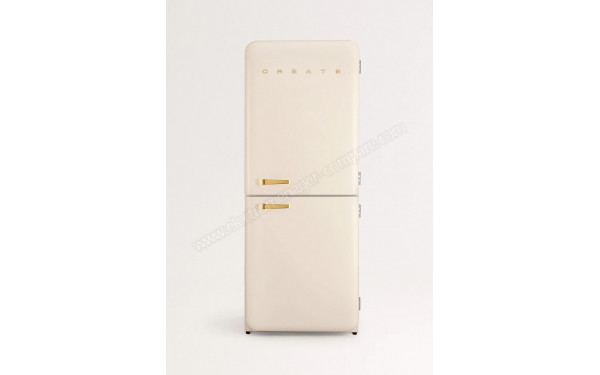 CREATE Fridge R&eacute;tro Combi 401L Blanc Cass&eacute; Or - Vue de face
