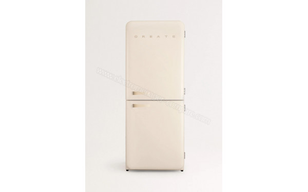 CREATE Fridge R&eacute;tro Combi 401L Blanc Cass&eacute; Sable - Vue de face