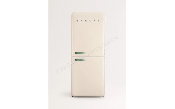 CREATE Fridge R&eacute;tro Combi 401L Blanc Cass&eacute; Vert Sauge - Vue de face
