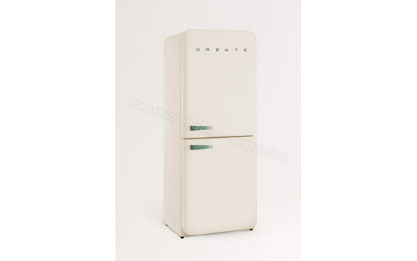 CREATE Fridge R&eacute;tro Combi 401L Blanc Cass&eacute; Vert Sauge - Vue 3/4 gauche