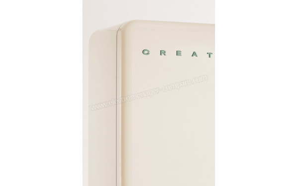 CREATE Fridge R&eacute;tro Combi 401L Blanc Cass&eacute; Vert Sauge - Zoom sur les bordures