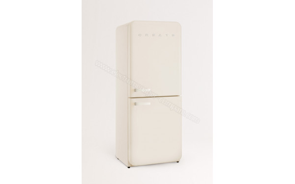 CREATE Fridge R&eacute;tro Combi 401L Blanc Cass&eacute; - Vue 3/4 gauche