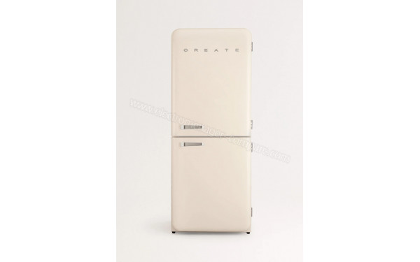 CREATE Fridge R&eacute;tro Combi 401L Blanc Cass&eacute; Argent - Vue de face