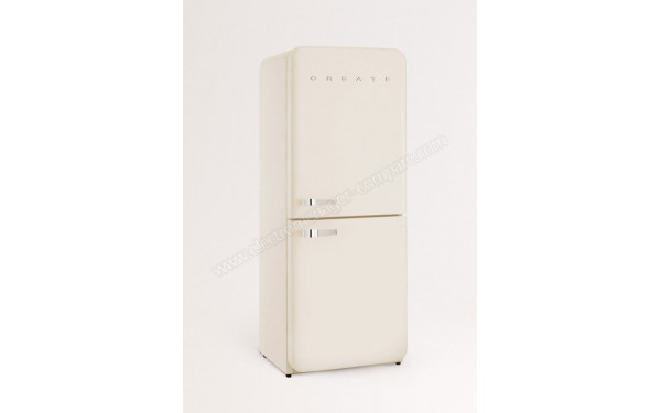 CREATE Fridge R&eacute;tro Combi 401L Blanc Cass&eacute; Argent - Vue 3/4 gauche