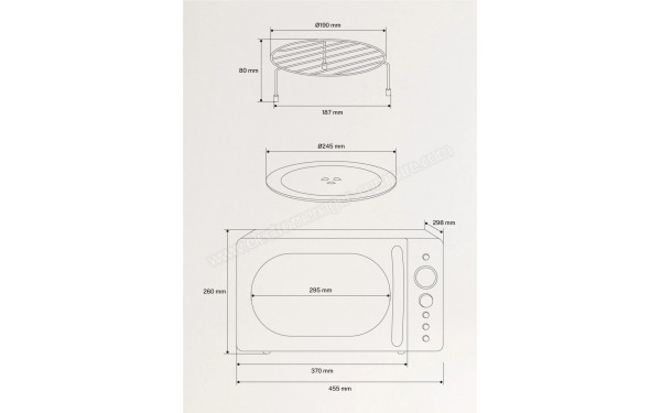 CREATE Microwave Retro Vert Sauge - Dimensions