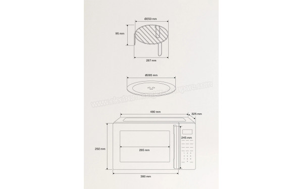 CREATE Microwave Studio Blanc Cass&eacute; - Dimensions