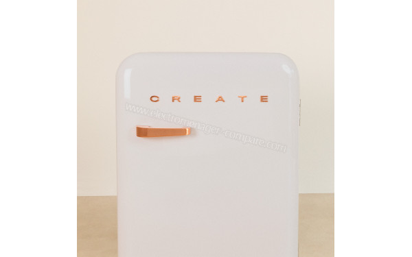 CREATE Retro Fridge 107L Rose Gold Blanc - Vue de face
