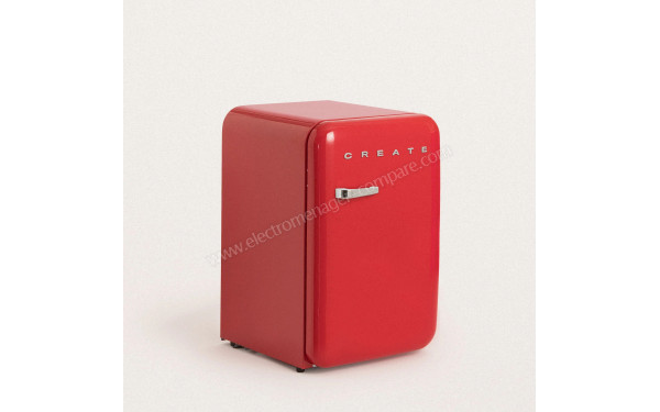 CREATE Retro Fridge 107L Argent Rouge - Vue 3/4 gauche