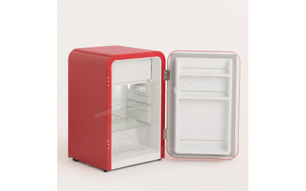 CREATE Retro Fridge 107L Argent Rouge - Vue 3/4 gauche