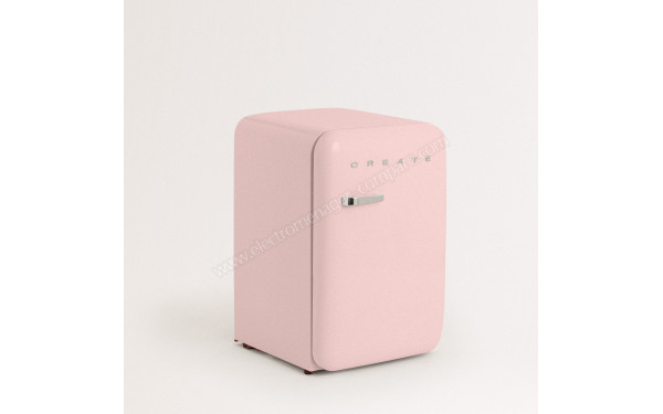 CREATE Retro Fridge 107L Argent Rose - Vue 3/4 gauche