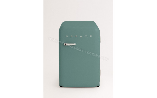 CREATE Retro Fridge 107L Argent Vert Sauge - Vue de face