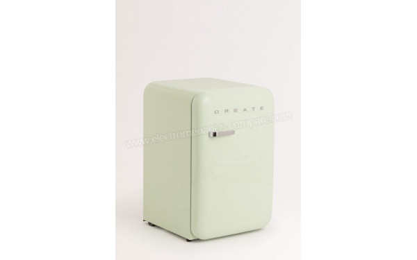 CREATE Retro Fridge 107L Argent Vert Pastel - Vue 3/4 gauche