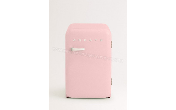 CREATE Retro Fridge 107L Blanc Cass&eacute; Rose - Vue de face