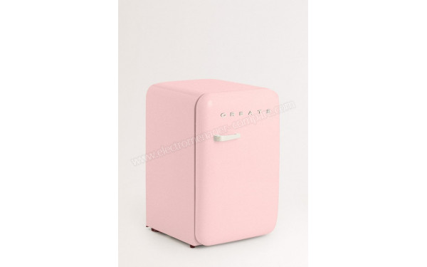 CREATE Retro Fridge 107L Blanc Cass&eacute; Rose - Vue 3/4 gauche