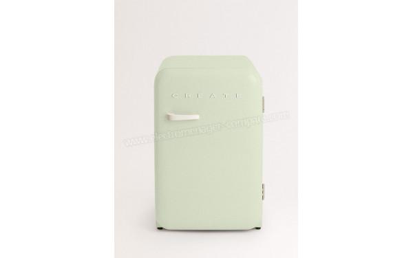 CREATE Retro Fridge 107L Blanc Cass&eacute; Vert Pastel - Vue de face