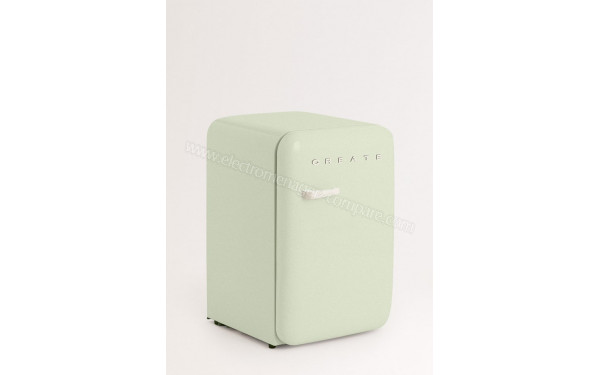 CREATE Retro Fridge 107L Blanc Cass&eacute; Vert Pastel - Vue 3/4 gauche