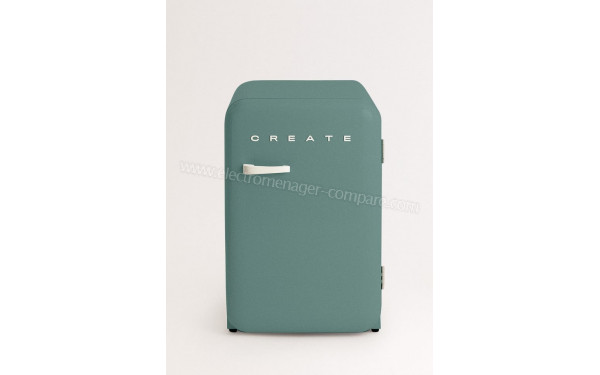 CREATE Retro Fridge 107L Blanc Cass&eacute; Vert Sauge - Vue de face