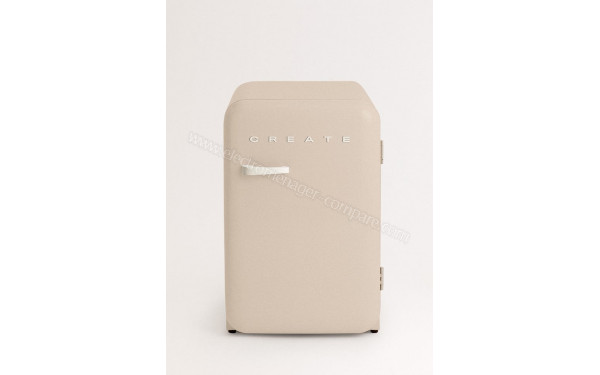 CREATE Retro Fridge 107L Blanc Cass&eacute; Sable - Vue de face