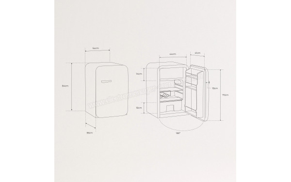 CREATE Retro Fridge 107L Black Vert Pastel - Dimensions