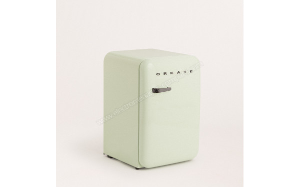 CREATE Retro Fridge 107L Black Vert Pastel - Vue 3/4 gauche