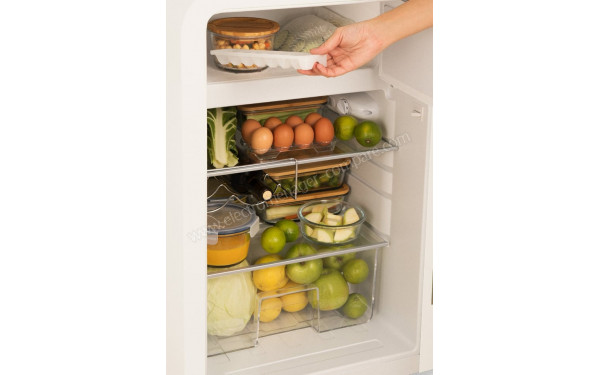 CREATE Retro Fridge 107L Bleu Cobalt Blanc Cass&eacute; - Vue de l'int&eacute;rieur