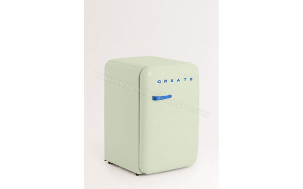 CREATE Retro Fridge 107L Bleu Cobalt Vert Pastel - Vue 3/4 gauche