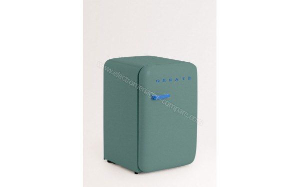 CREATE Retro Fridge 107L Bleu Cobalt Vert Sauge - Vue 3/4 gauche