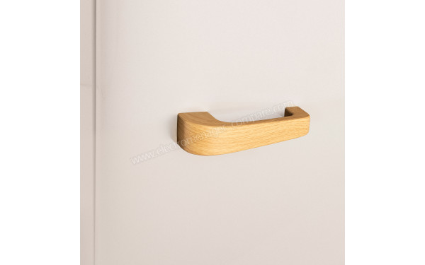 CREATE Retro Fridge 107L Bois Blanc - Poign&eacute;e bois