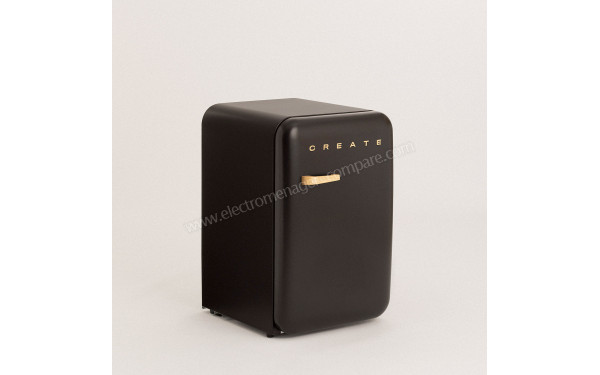 CREATE Retro Fridge 107L Bois Noir - Vue 3/4 gauche