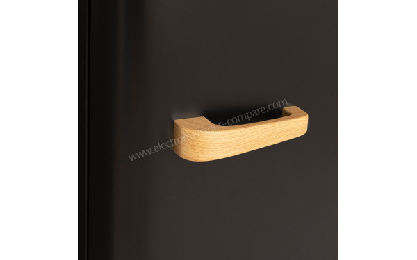 CREATE Retro Fridge 107L Bois Noir - Poign&eacute;e bois