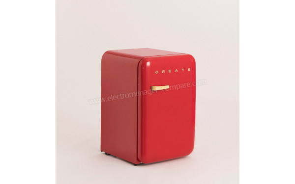 CREATE Retro Fridge 107L Bois Rouge - Vue 3/4 gauche