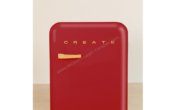 CREATE Retro Fridge 107L Bois Rouge - Vue de face