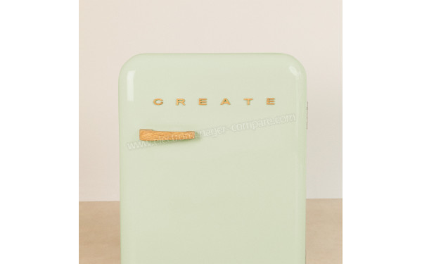 CREATE Retro Fridge 107L Bois Vert Pastel - Vue de face