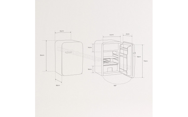 CREATE Retro Fridge 107L Marbre Beige - Dimensions