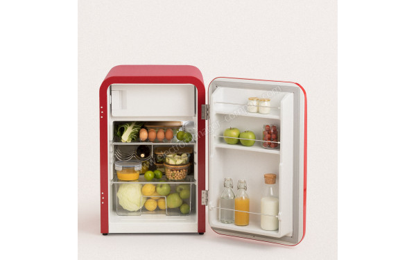 CREATE Retro Fridge 107L Marbre Rouge - Vue de l'int&eacute;rieur