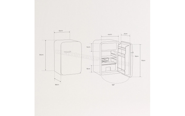 CREATE Retro Fridge 107L Black Rouge - Dimensions