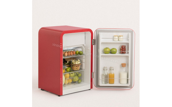 CREATE Retro Fridge 107L Black Rouge - Vue de l'int&eacute;rieur