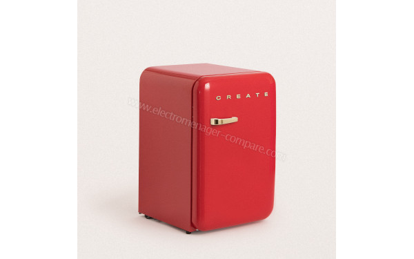 CREATE Retro Fridge 107L Or Rouge - Vue 3/4 gauche