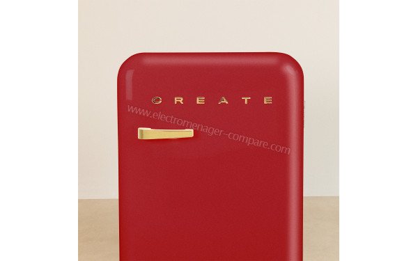 CREATE Retro Fridge 107L Or Rouge - Vue de face