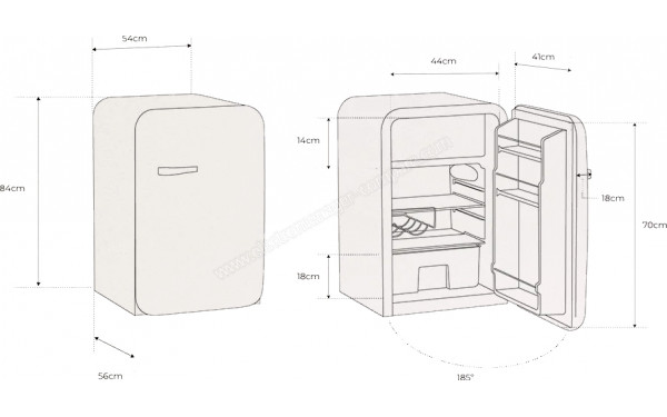 CREATE Retro Fridge 107L Or Sable - Dimensions
