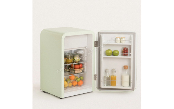 CREATE Retro Fridge 107L Or Vert Pastel - Vue 3/4 gauche