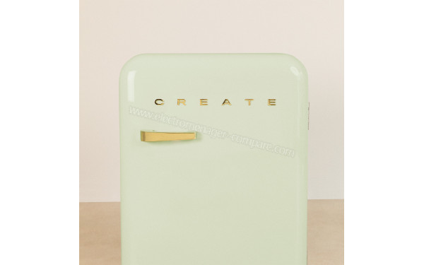 CREATE Retro Fridge 107L Or Vert Pastel - Vue de face