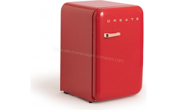 CREATE Retro Fridge 107L Rose Gold Rouge - Vue 3/4 gauche
