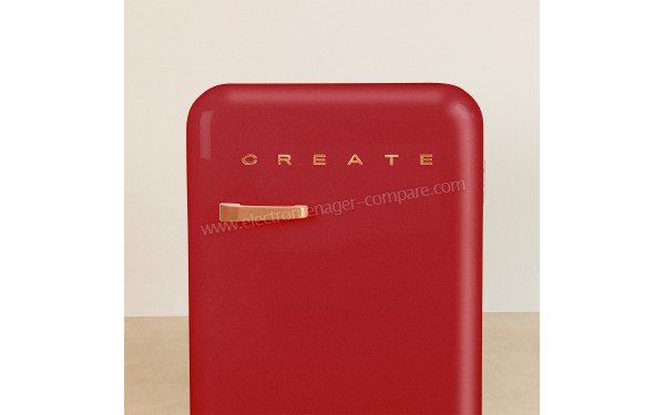 CREATE Retro Fridge 107L Rose Gold Rouge - Vue de face