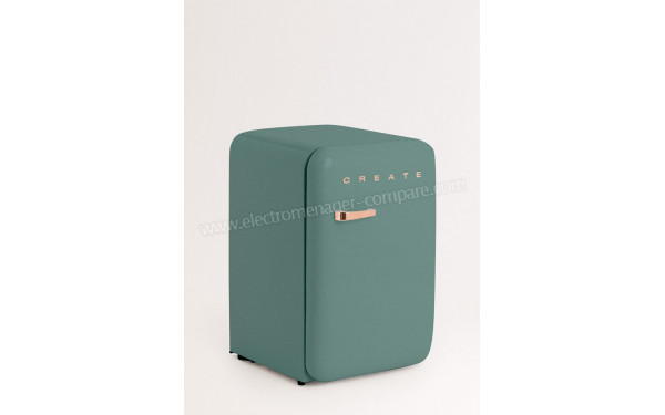 CREATE Retro Fridge 107L Rose Gold Vert Sauge - Vue 3/4 gauche