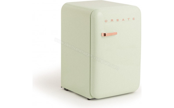 CREATE Retro Fridge 107L Rose Gold Vert Pastel - Vue 3/4 gauche