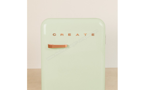 CREATE Retro Fridge 107L Rose Gold Vert Pastel - Vue de face